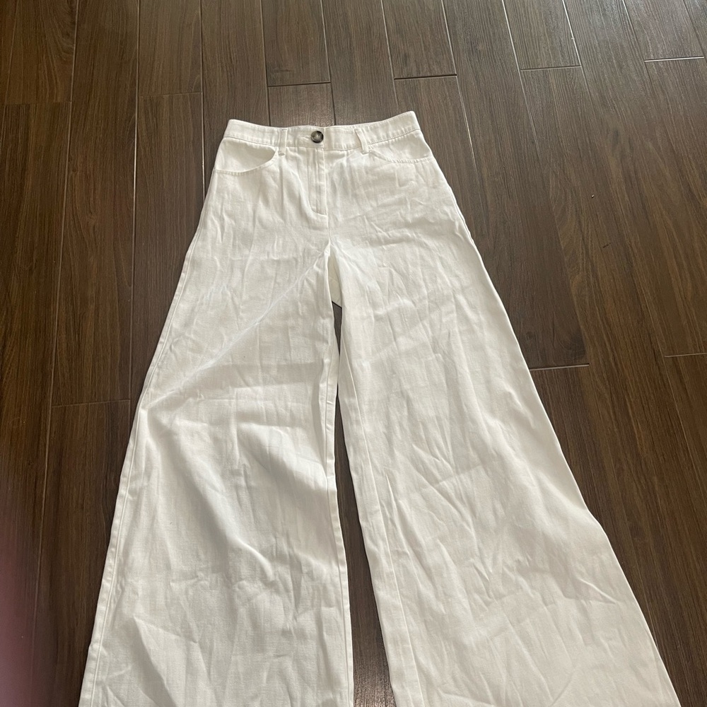 Zara wide leg, cream and linen raffle top - Picture 6 of 6